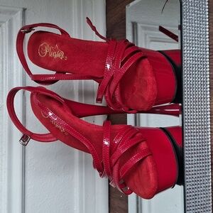 Pleaser Red Platform Heels Delight-613